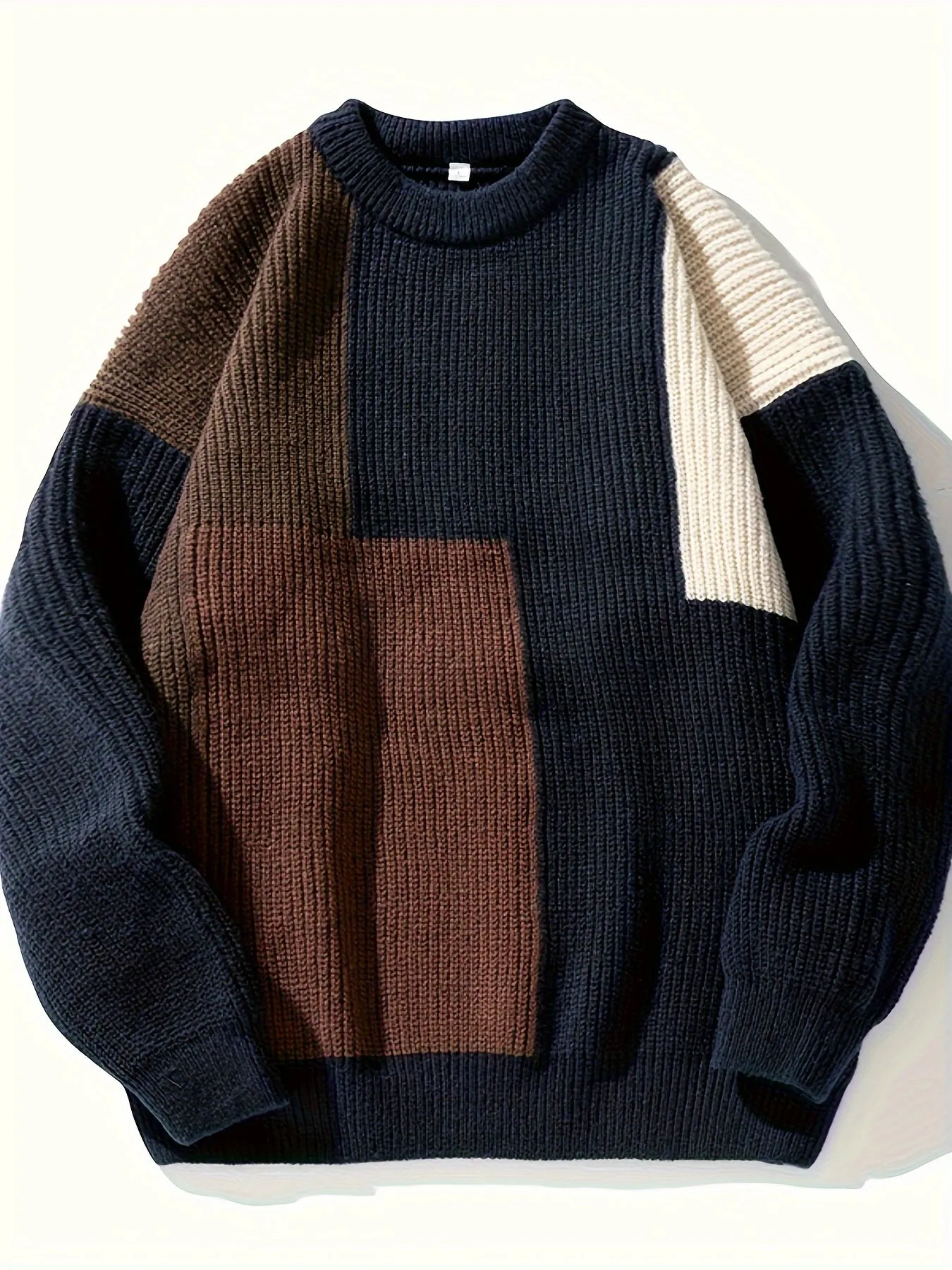 PIETROS | Casual Knitted Checked Sweater in Soft Fabric