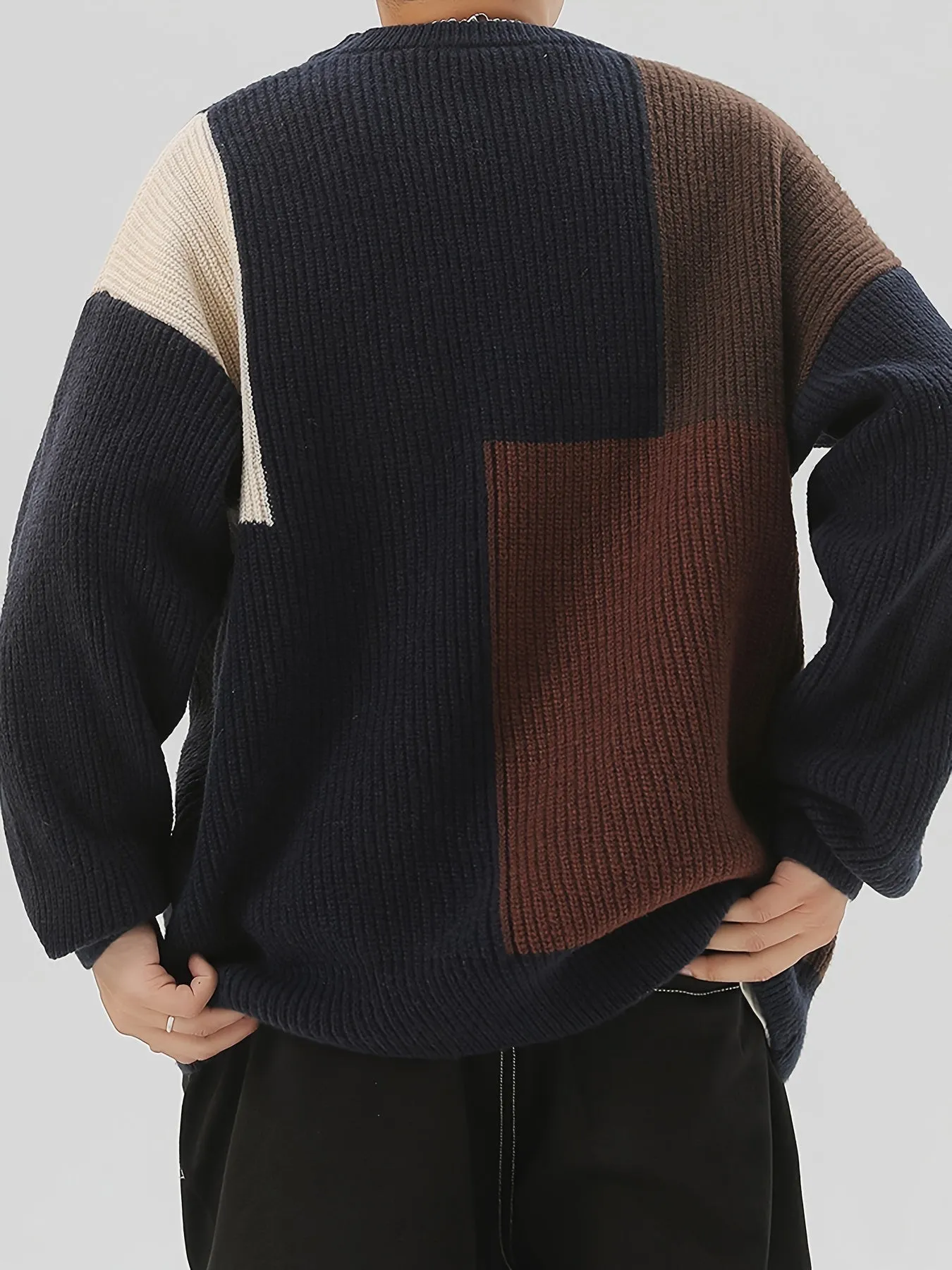 PIETROS | Casual Knitted Checked Sweater in Soft Fabric
