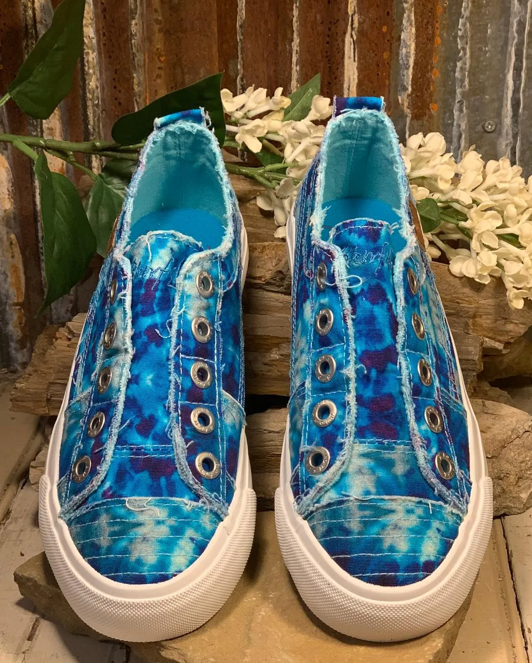 Play Turquoise Tie Dye Canvas Slip On Sneaker