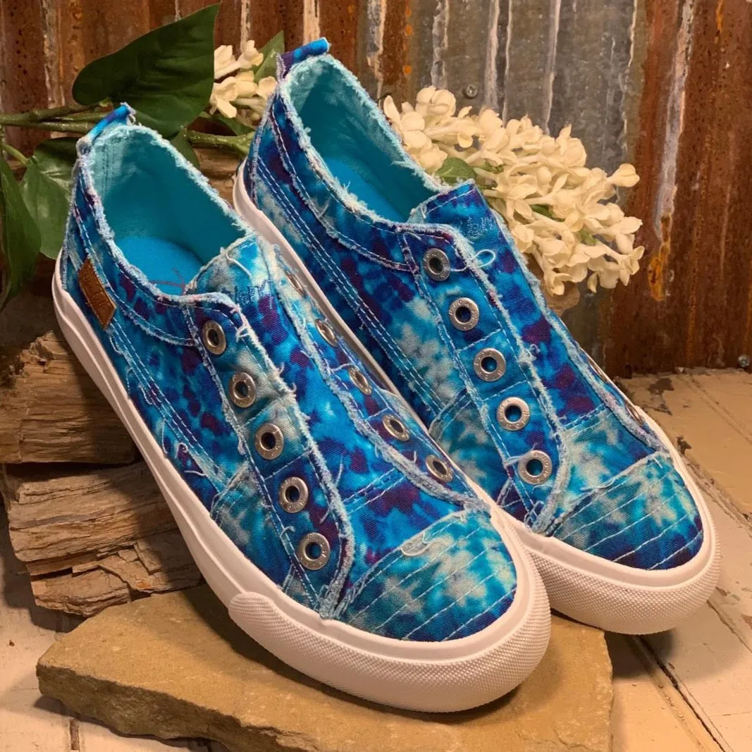 Play Turquoise Tie Dye Canvas Slip On Sneaker