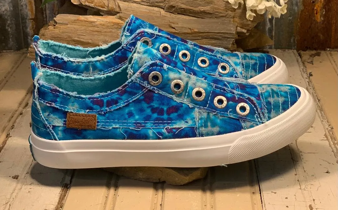 Play Turquoise Tie Dye Canvas Slip On Sneaker