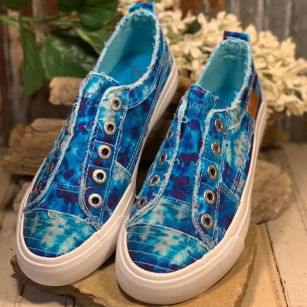 Play Turquoise Tie Dye Canvas Slip On Sneaker