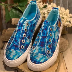 Play Turquoise Tie Dye Canvas Slip On Sneaker