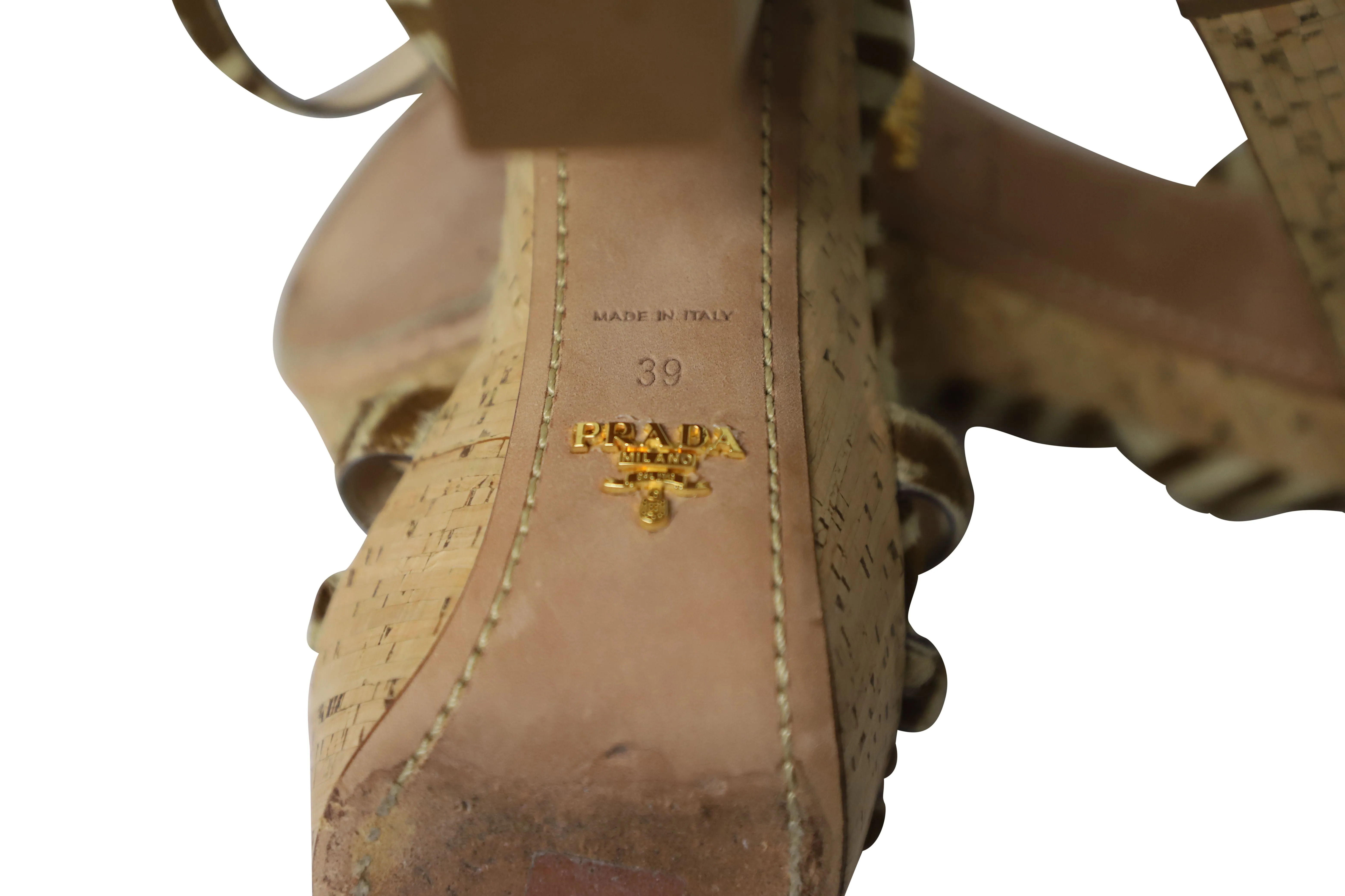 Prada Animal Print Ankle Strap Sandals in Brown Pony Hair