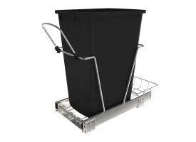 Rev-A-Shelf SGL 35 QT Black Waste Container Pull-Out W/FE Slides 15" Cab RV-12KD-18C S