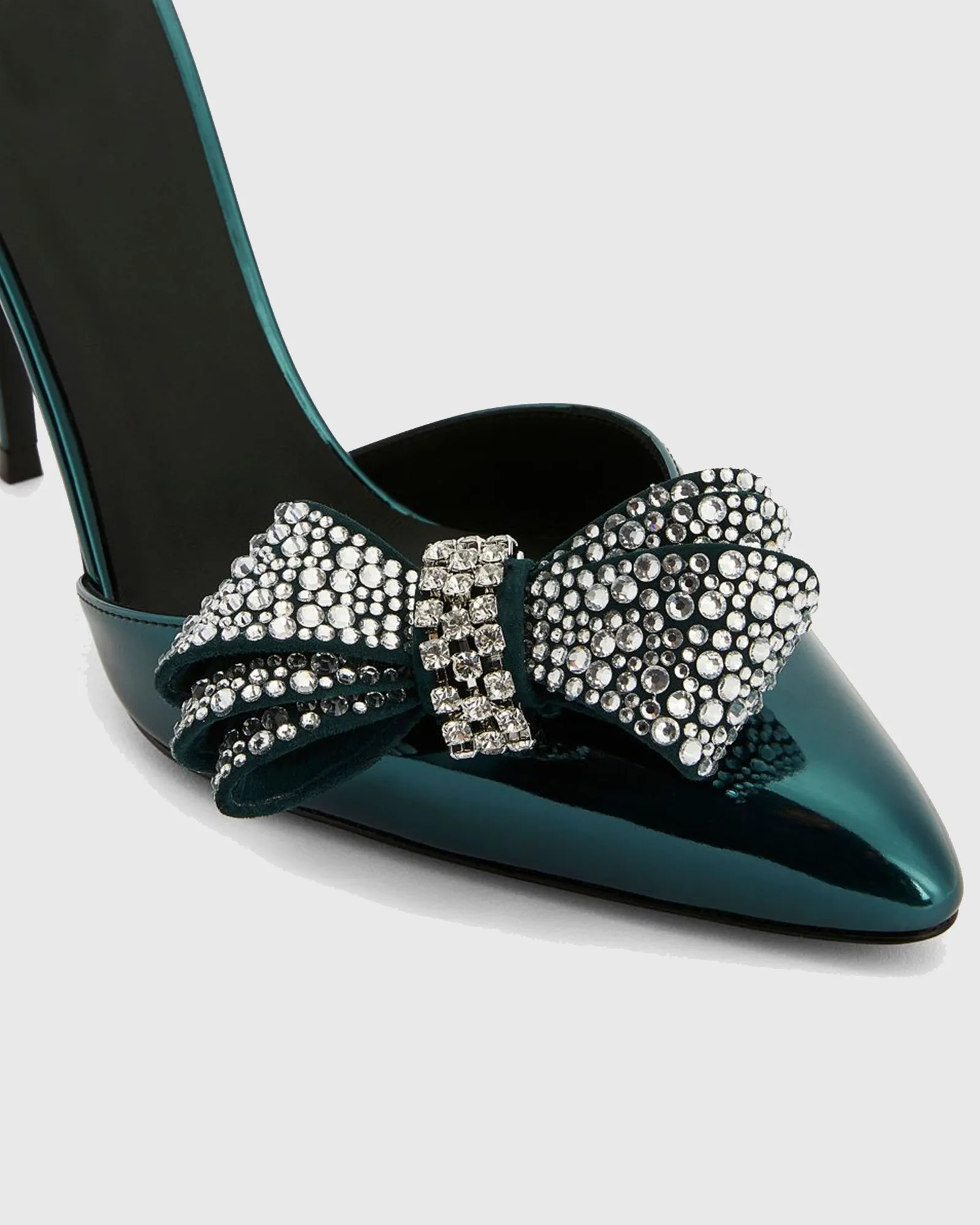 Rosetta Rhinestone Bow Strap Pumps In Green