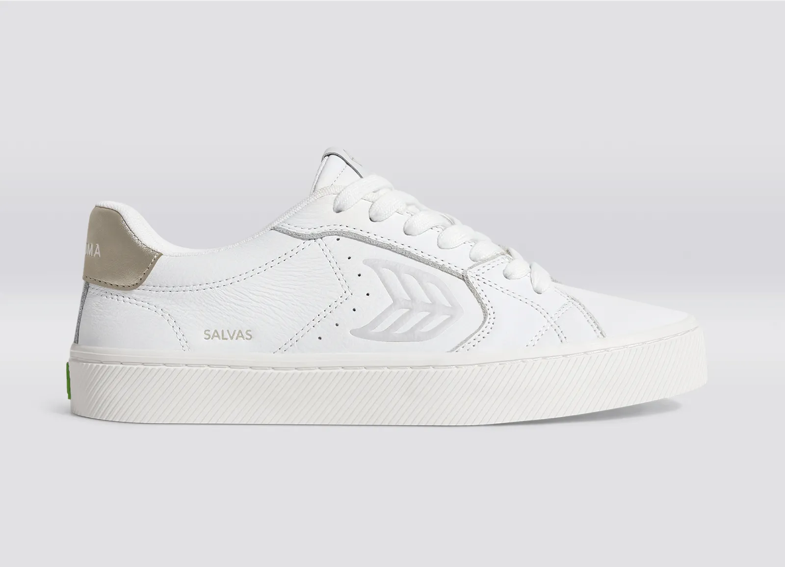SALVAS White Premium Leather Ice Logo Metallic Gold Sneaker Men