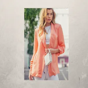 SHINE SOFT FABRIC SLEEVES CINCH OPEN JACKET