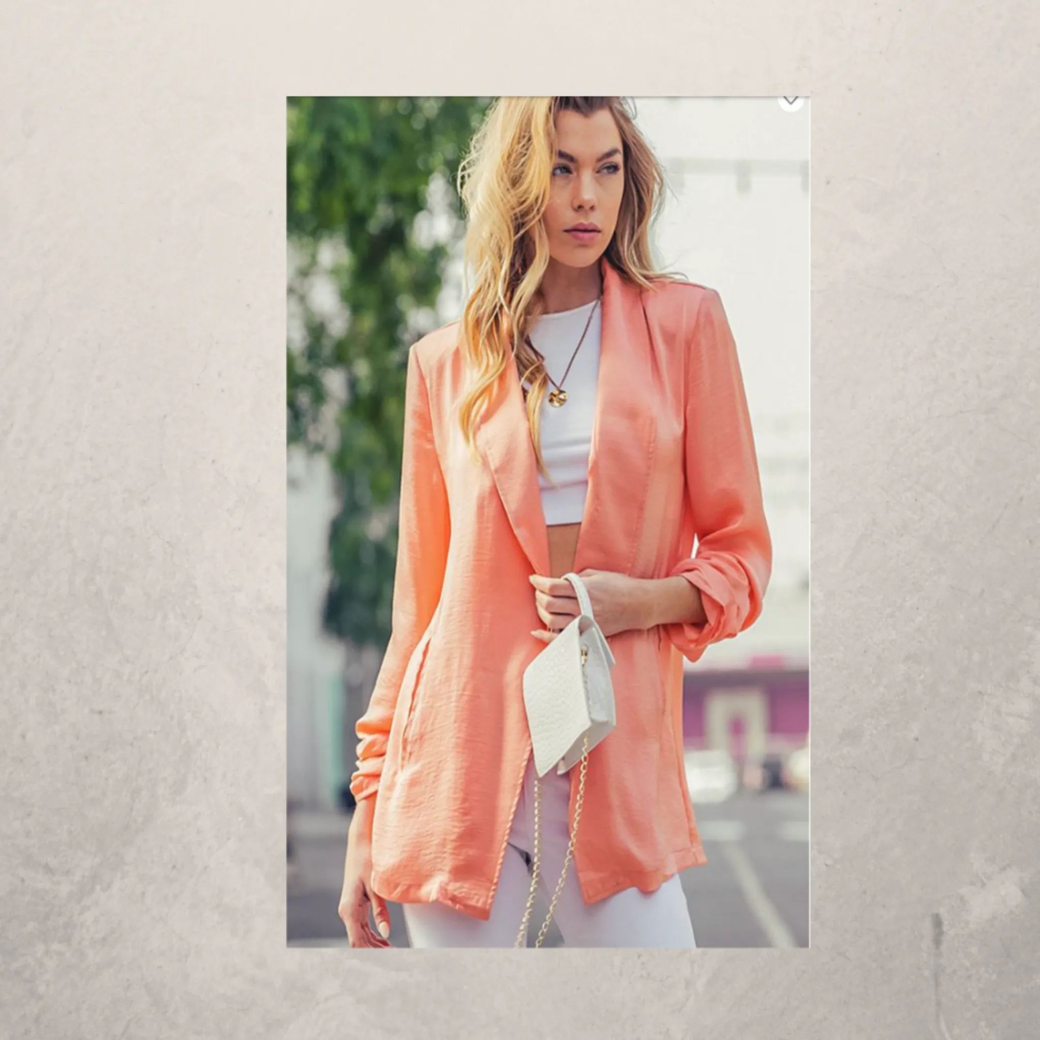 SHINE SOFT FABRIC SLEEVES CINCH OPEN JACKET