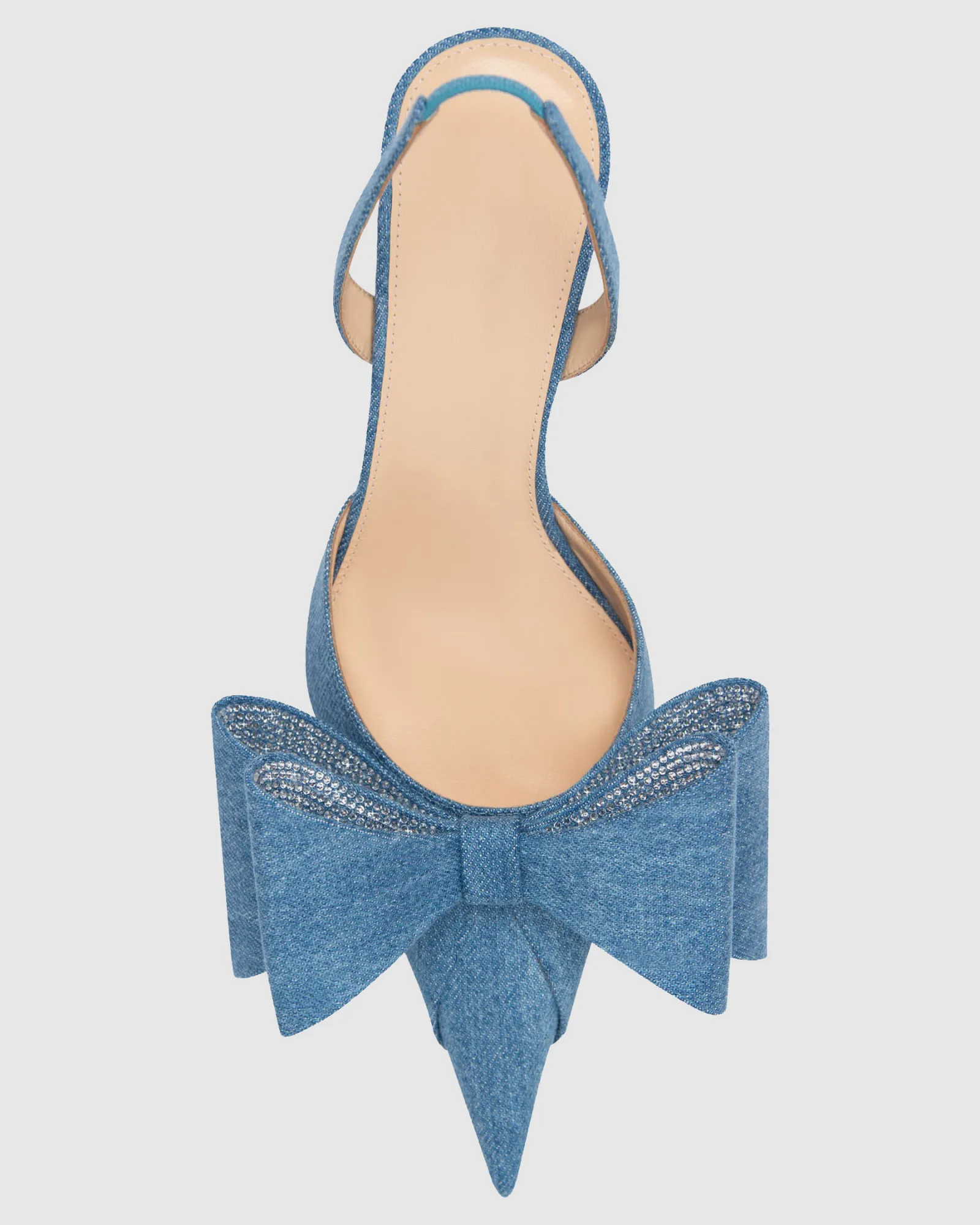 Siena Bow Embellished Denim Slingback Pumps In Blue