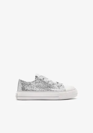 Silver Glitter Low Sneakers