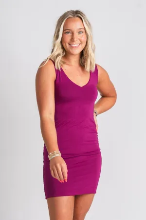 Sleeveless knit dress raspberry