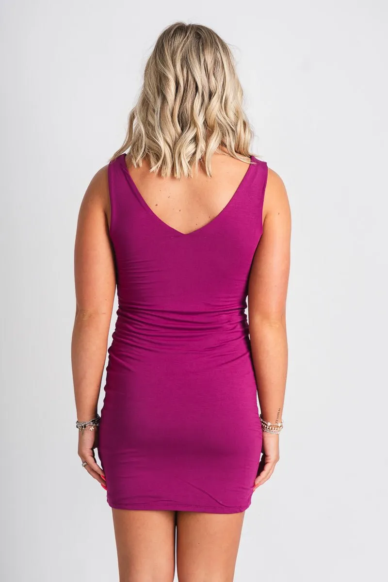 Sleeveless knit dress raspberry