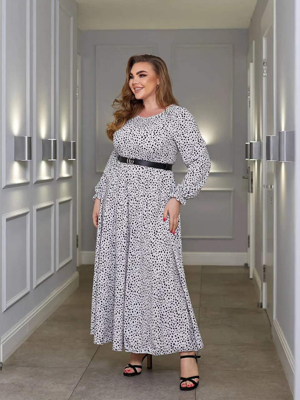 Soft fabric dress with a belt