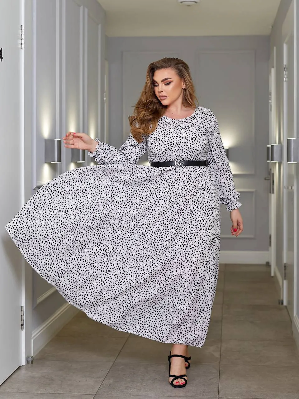 Soft fabric dress with a belt