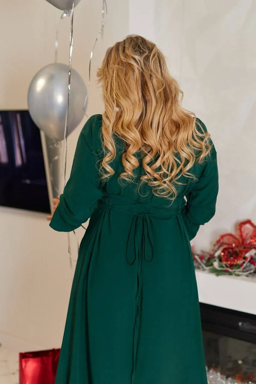 Soft fabric dress with a slit