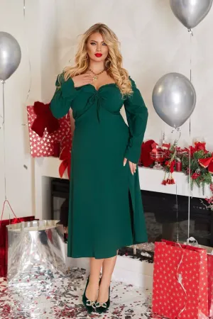 Soft fabric dress with a slit