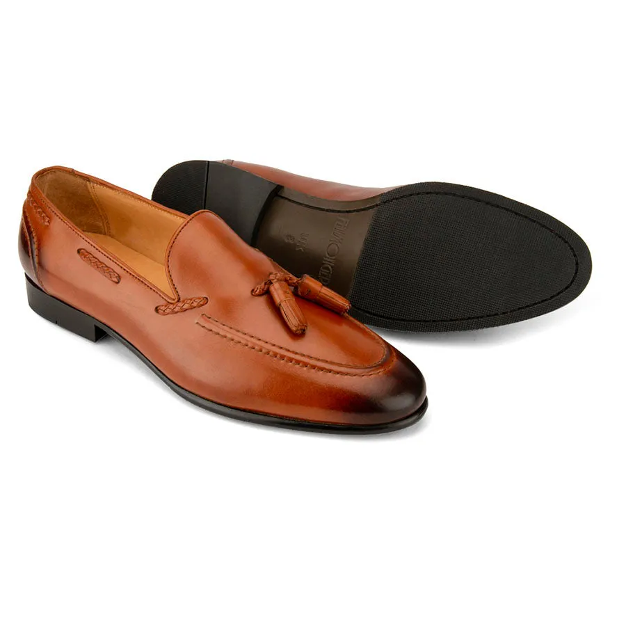 Tan Cigar Tassel Loafers