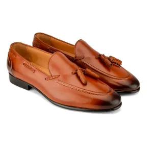 Tan Cigar Tassel Loafers