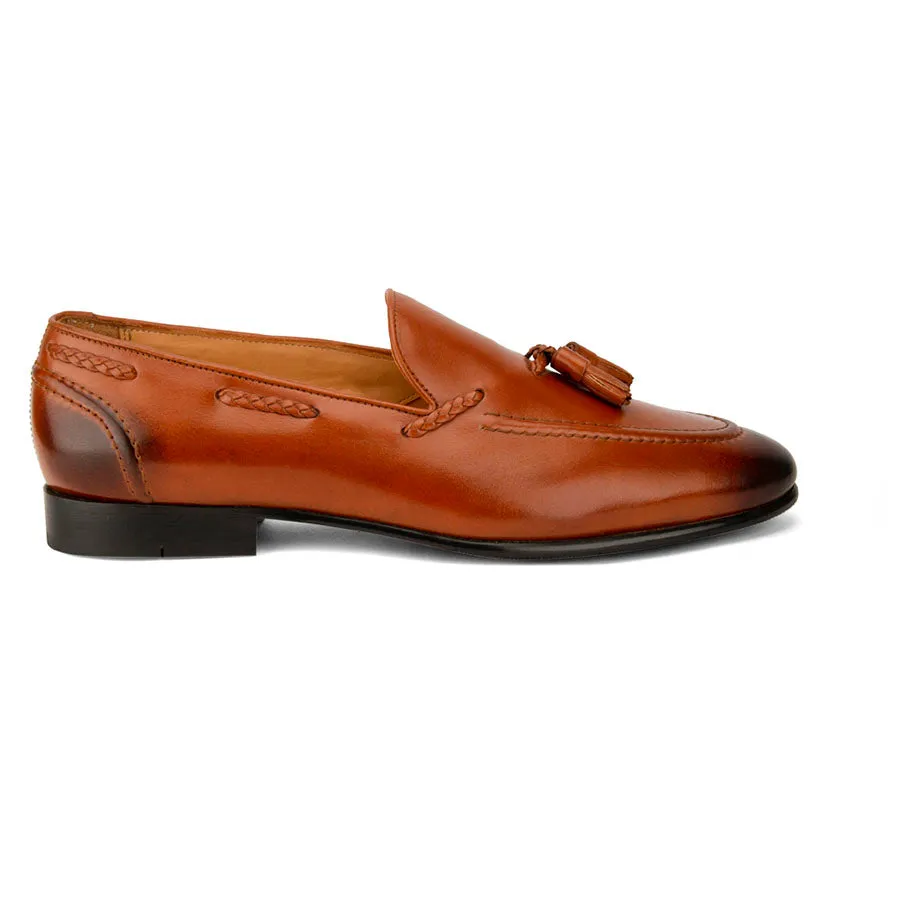 Tan Cigar Tassel Loafers