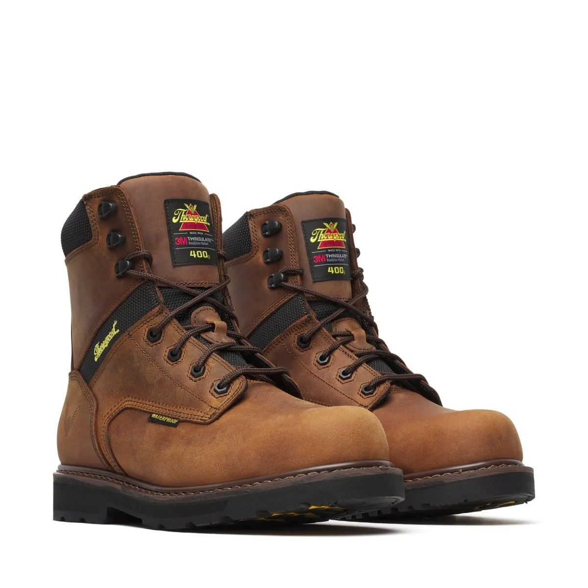 Thorogood Men's 8" Jobsite Series Crazy Horse Waterproof Insulated Comp Toe Work Boot