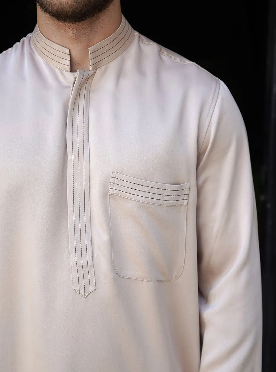 Topstitched Soft Fabric Thobe