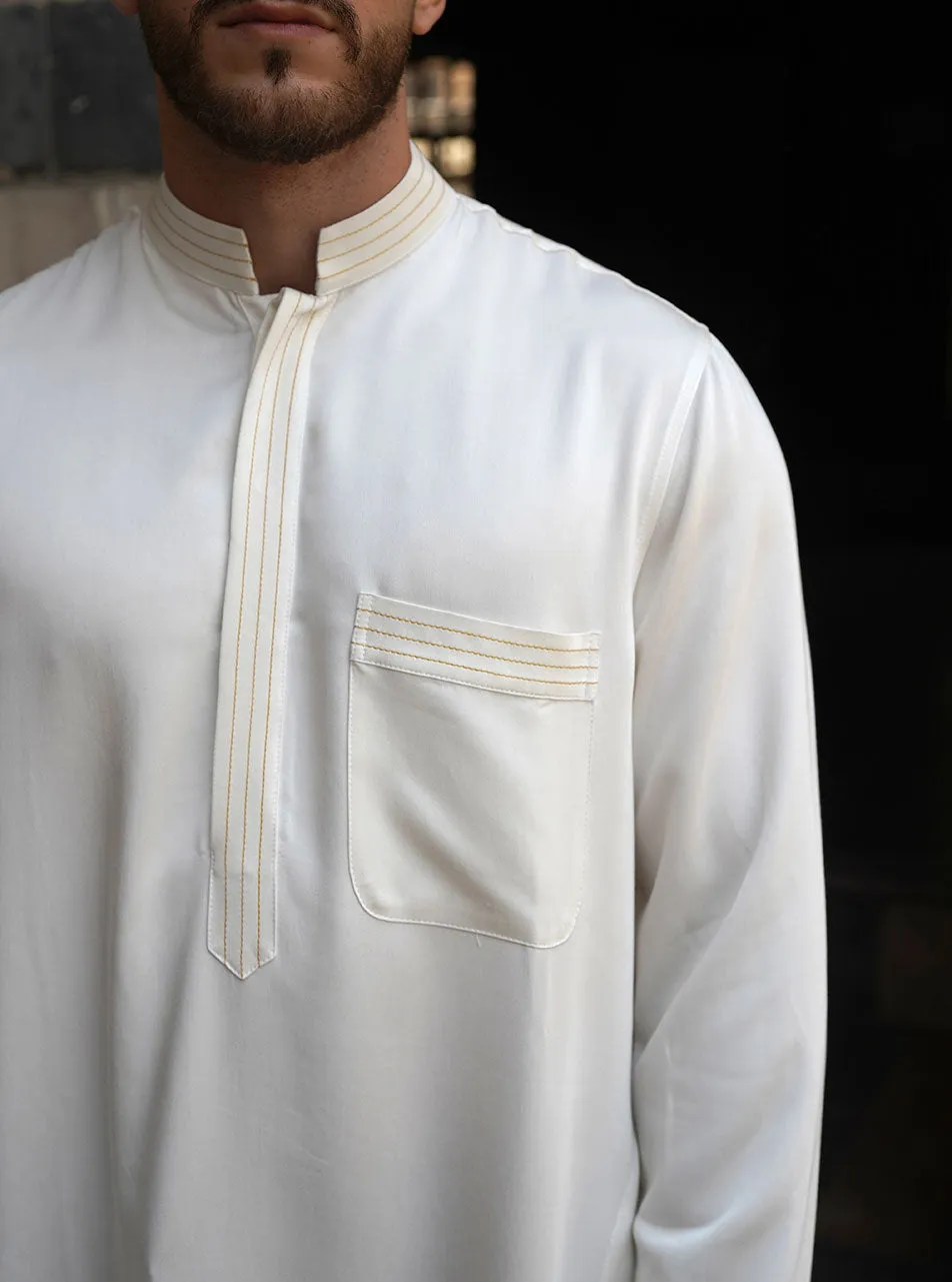 Topstitched Soft Fabric Thobe