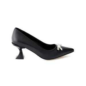 Women's Calf Leather Handmade Kitten Heels W2014