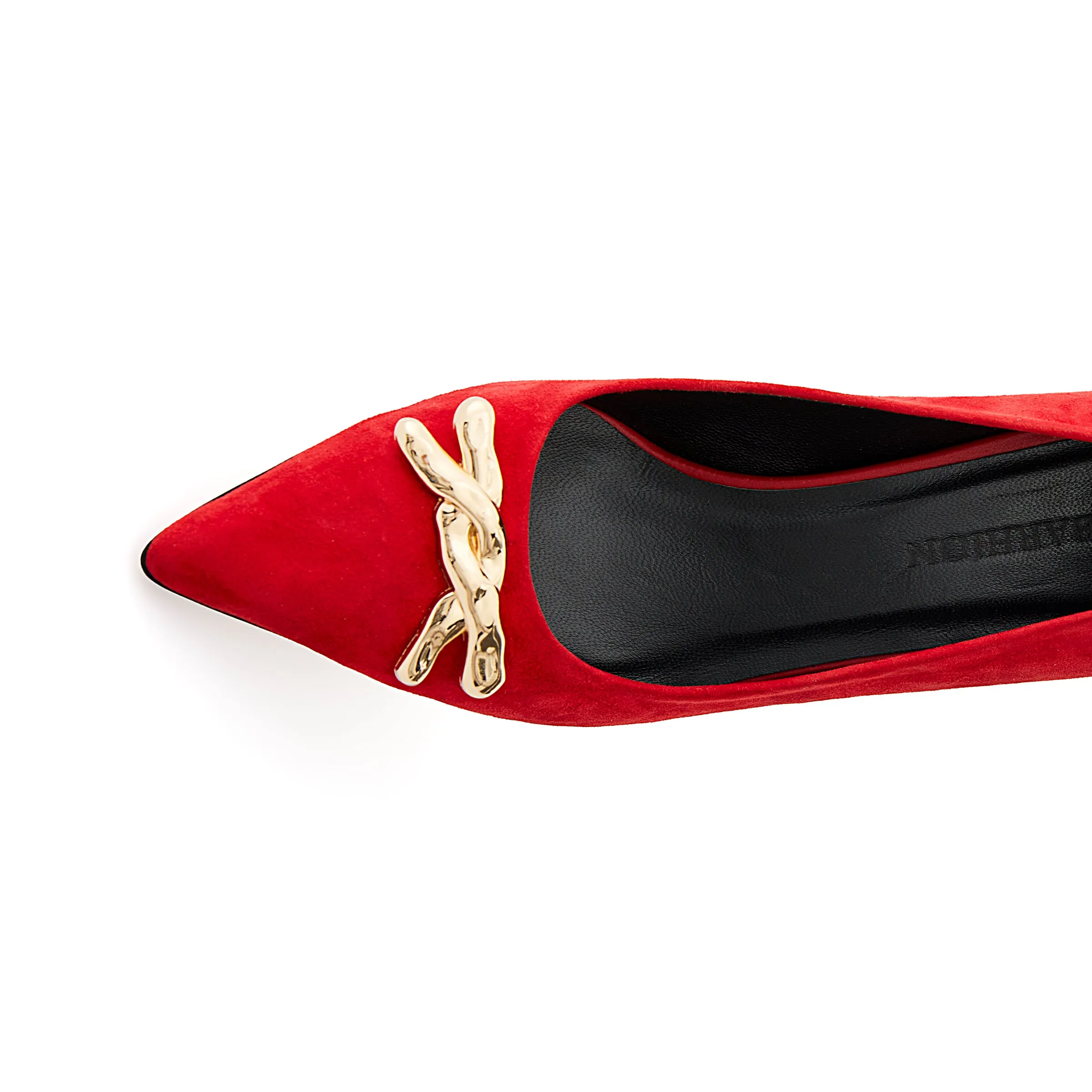 Women's Calf Leather Handmade Kitten Heels W2014