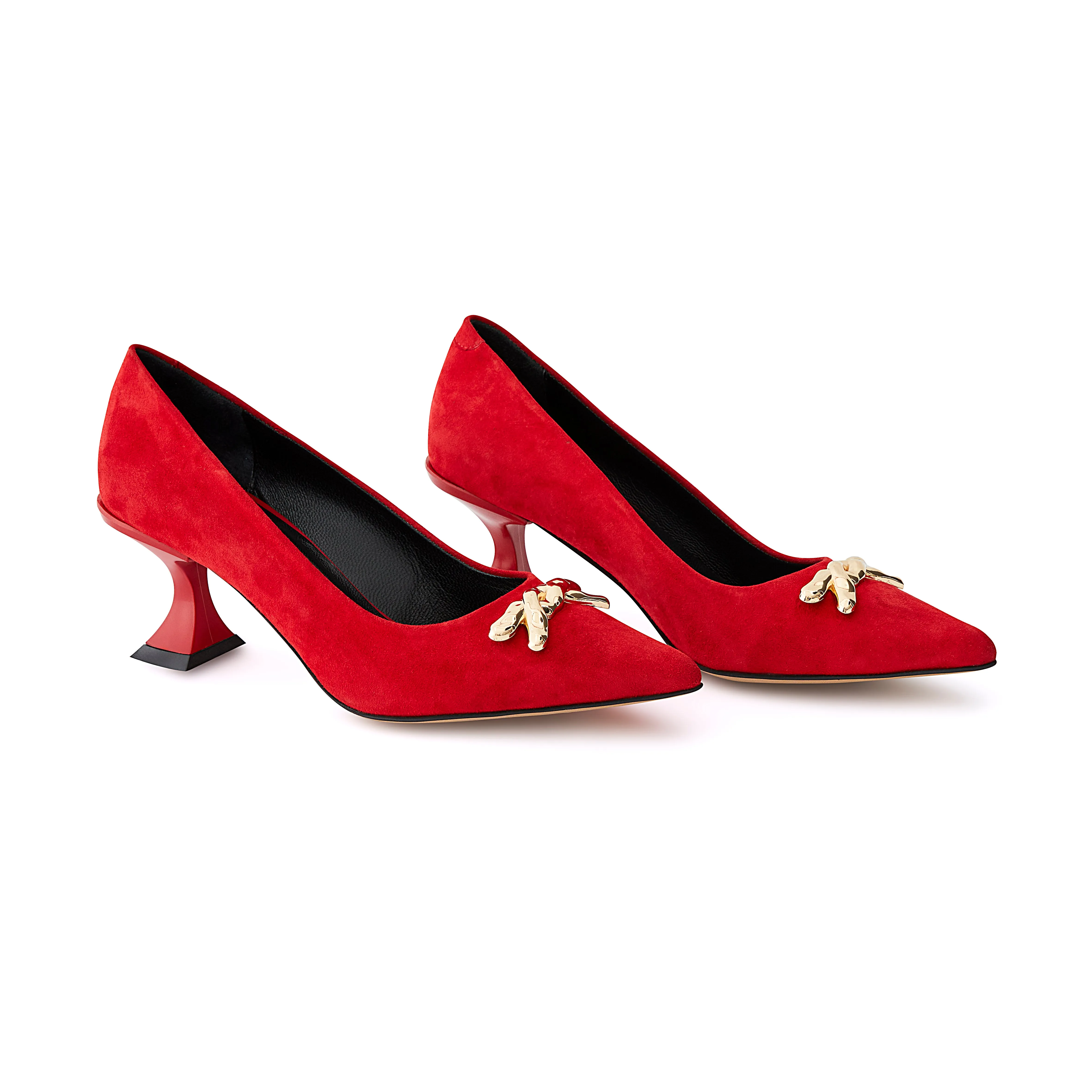 Women's Calf Leather Handmade Kitten Heels W2014