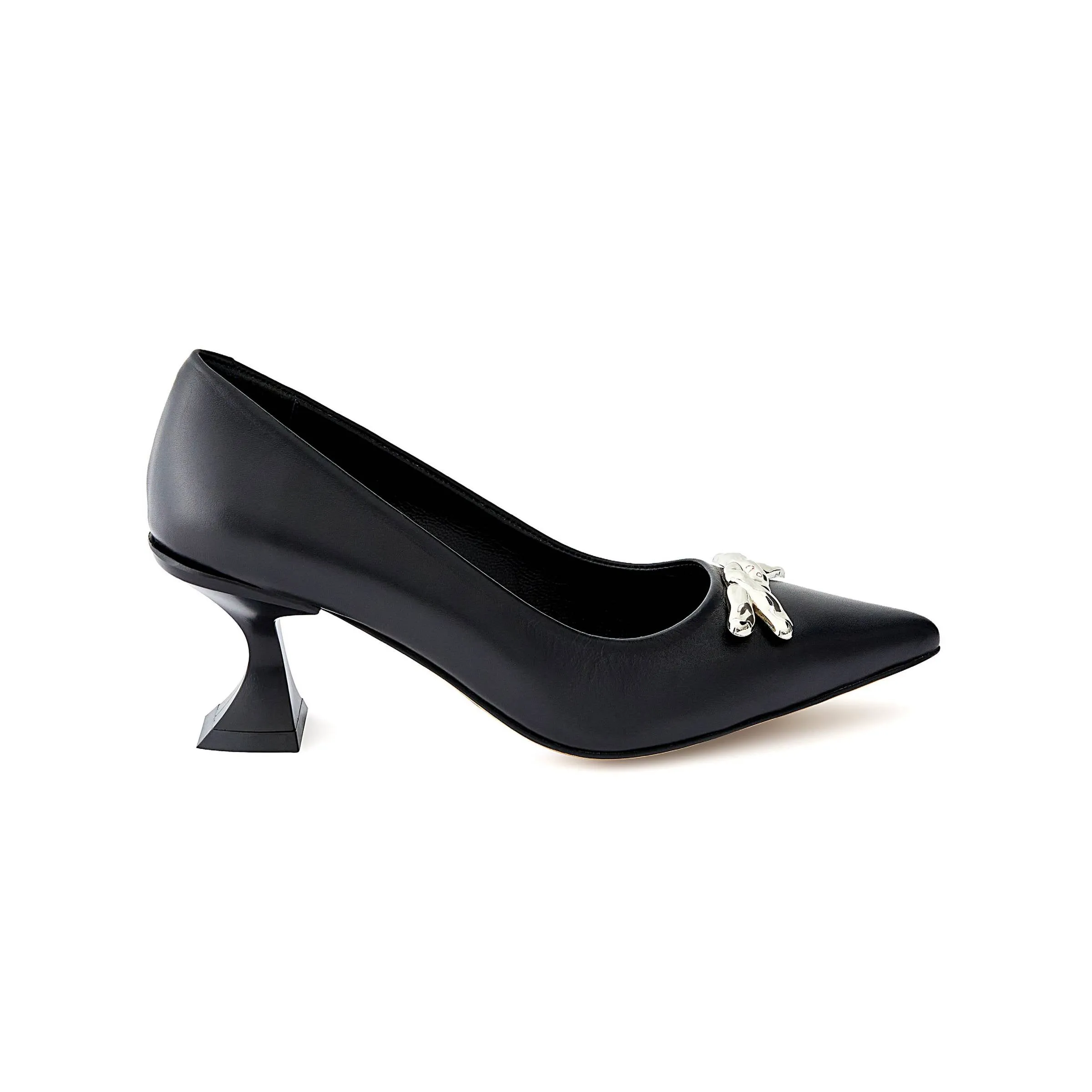 Women's Calf Leather Handmade Kitten Heels W2014