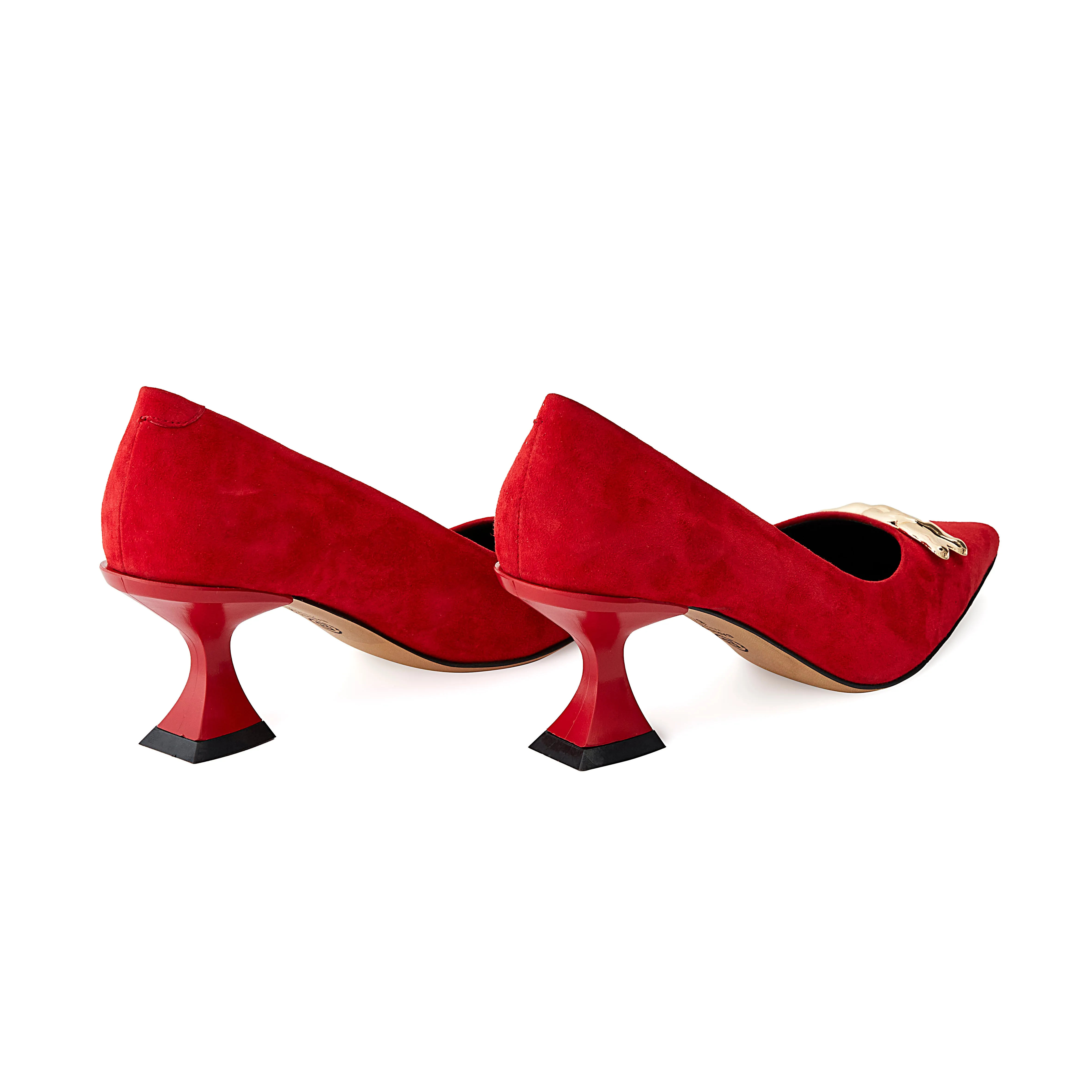 Women's Calf Leather Handmade Kitten Heels W2014