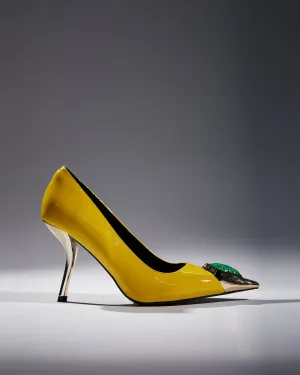 Xue Rhinestone Toe Pumps In Yellow