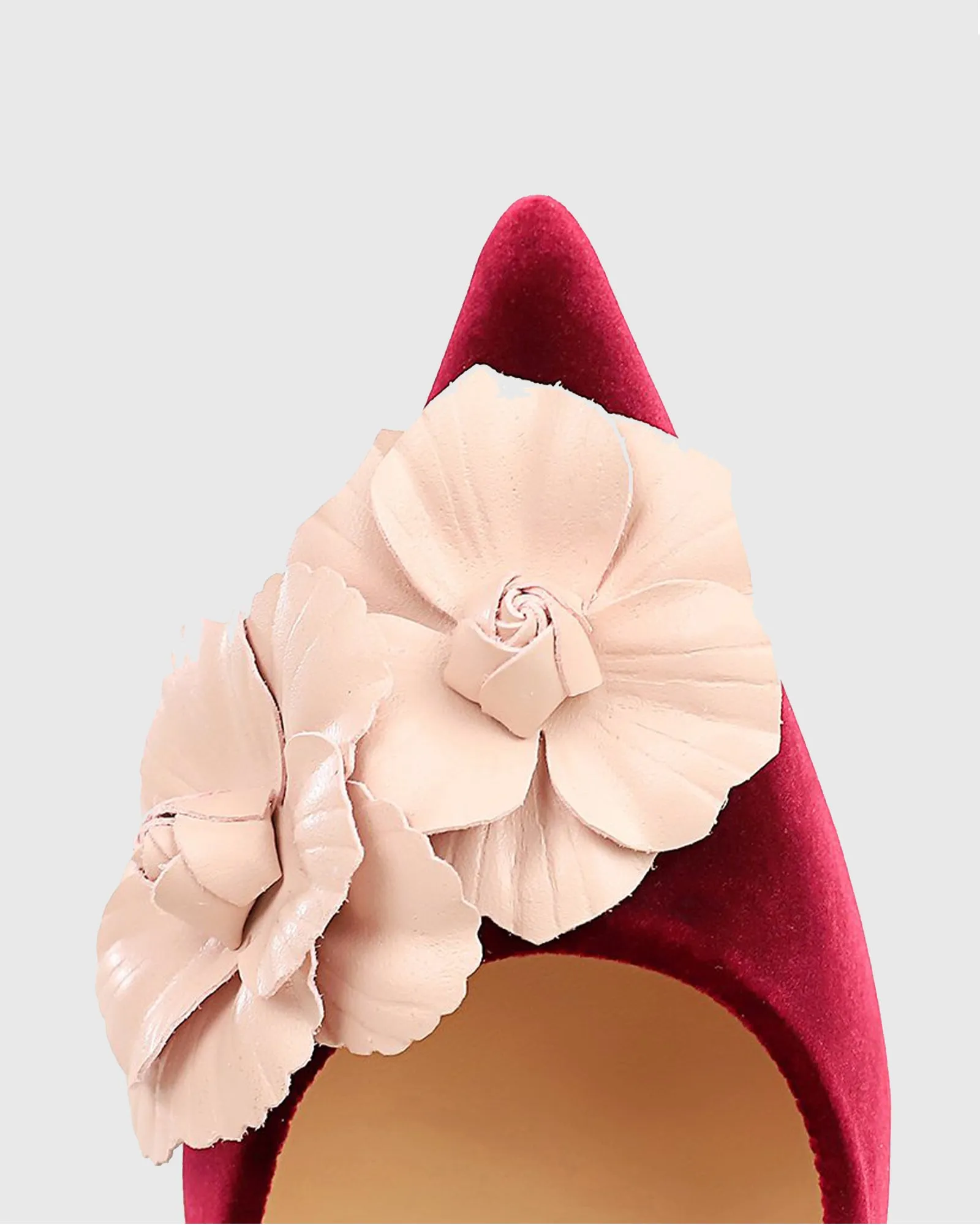 Yasmin Twin Flower Velvet Pumps In Red